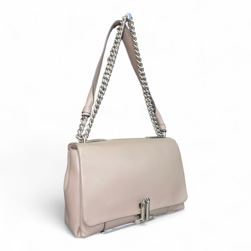 Lanvin Elegant Beige Leather Shoulder Bag
